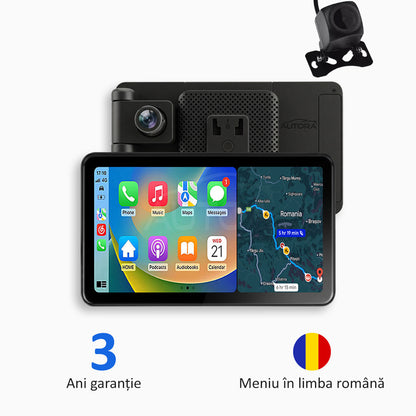 Sistem multimedia auto universal cu Apple CarPlay, Android Auto și înregistrare video (model 2026)