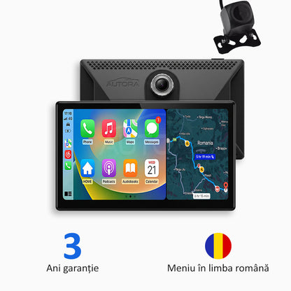 Sistem multimedia auto universal cu Apple CarPlay, Android Auto și înregistrare video (model 2026)