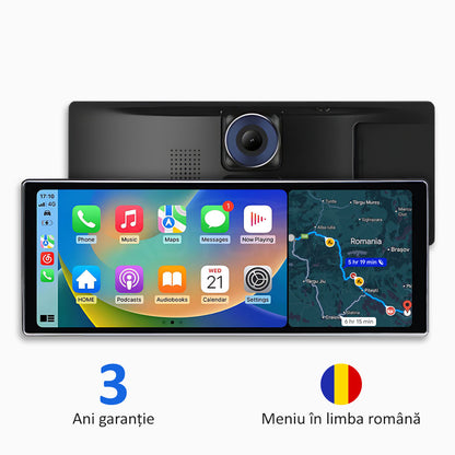 Sistem multimedia auto universal cu Apple CarPlay, Android Auto și înregistrare video (model 2025)