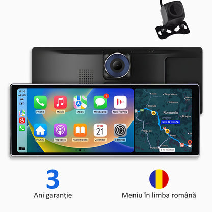 Sistem multimedia auto universal cu Apple CarPlay, Android Auto și înregistrare video (model 2025)